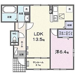 カゼッタ　Ｂ 1階1LDKの間取り