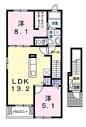 メゾン　ド　ソレイユ 2階2LDKの間取り