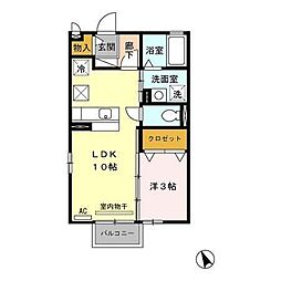 セジュール・希らら 1LDKの間取図画像