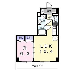 サンライズ 江平中町 1LDKの間取図画像