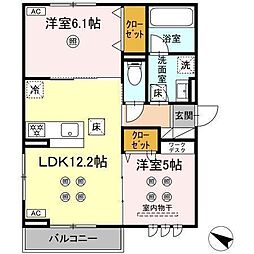 D-resena大橋III 2LDKの間取図画像
