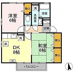 エスポアール日ノ出B 2DKの間取図画像