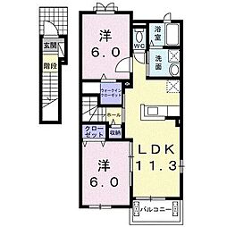 ブリーゼ楓2B 2LDKの間取図画像