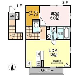 ヴィレッタB 1LDKの間取図画像