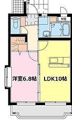 明日香イイエイト 1LDKの間取図画像