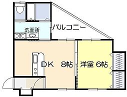 第2MT恒久ビル 1DKの間取図画像