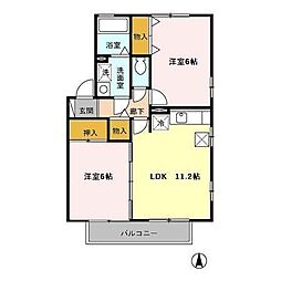 セジュール早水2 2LDKの間取図画像
