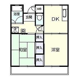 GreenHills大塚台1棟 2DKの間取図画像