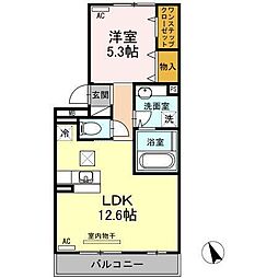 アプリコット 1LDKの間取図画像