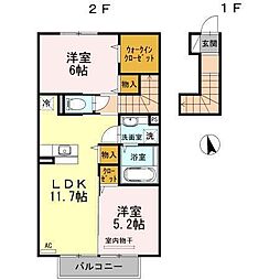 アビテプレミール 2LDKの間取図画像