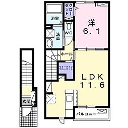 リナセント I 1LDKの間取図画像