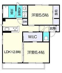 トップスターコート宮崎E棟 2LDKの間取図画像