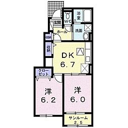 ディアコート 2DKの間取図画像
