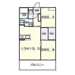 アルテマイスタータニガワ 2LDKの間取図画像
