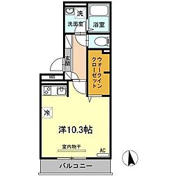ウエストヴィレッジ2A ワンルームの間取図画像