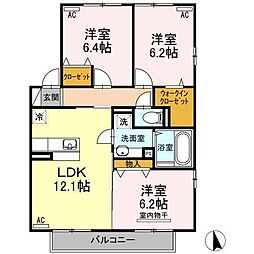 セジュールさくらDG2A 3LDKの間取図画像