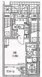 トリニティ下川東 1Kの間取図画像