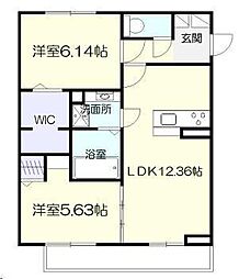 宮崎市大島町高崎アパート 2LDKの間取図画像