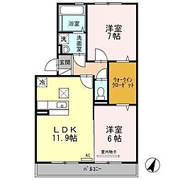 シナモンリッジ南2 2SLDKの間取図画像