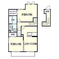 メルヴェーユB 2LDKの間取図画像