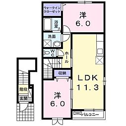 フリーデK 2LDKの間取図画像