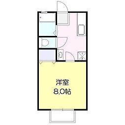 ウッディハイム月見ヶ丘 1Kの間取図画像