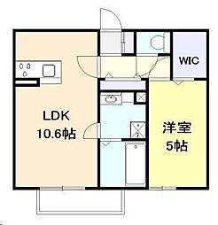 宮崎市吉村町曽師前アパート 1LDKの間取図画像