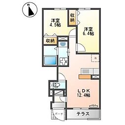 ラ・プリシェール 2LDKの間取図画像