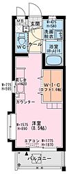プレベントS ワンルームの間取図画像