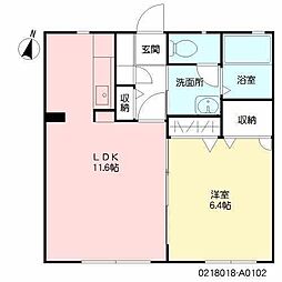 アネックススズラン2A 1LDKの間取図画像