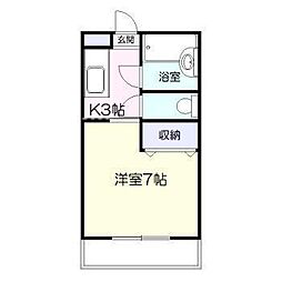 加納ビルB棟 1Kの間取図画像