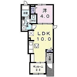 サンリットM&K祇園2 1LDKの間取図画像