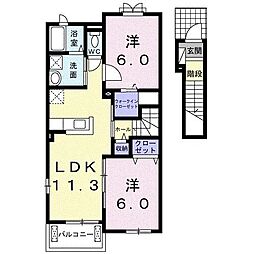 ブリーゼ楓2B 2LDKの間取図画像