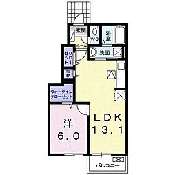 フランベルB 1LDKの間取図画像