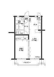 ユーミー南宮崎 1LDKの間取図画像