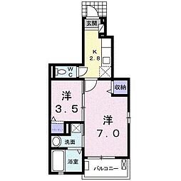 エテルノ宮A 1Kの間取図画像