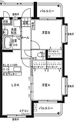 ユーミー田野壱番館 2LDKの間取図画像
