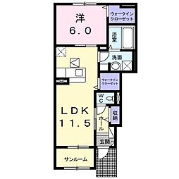 プランドールM8 1LDKの間取図画像