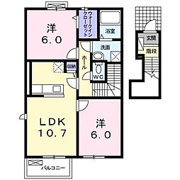 クレメントA 2LDKの間取図画像