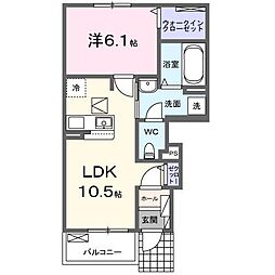 ブレッザ フィールド B 1LDKの間取図画像