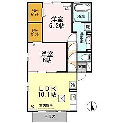 アールナチュール 2LDKの間取図画像