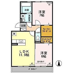 エスペランサA 2LDKの間取図画像