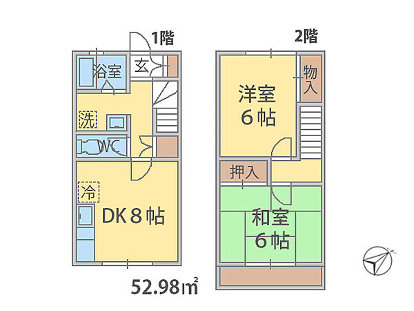 千葉県船橋市飯山満町(賃貸アパート2DK・1階・52.98㎡)の写真 その2