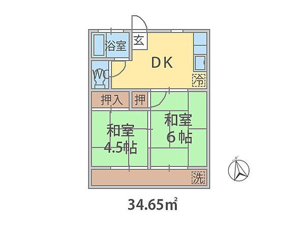 千葉県松戸市三矢小台(賃貸アパート2DK・2階・34.65㎡)の写真 その2