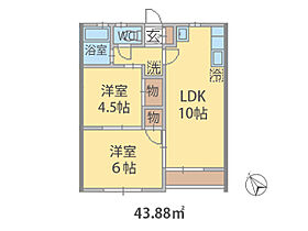 千葉県船橋市駿河台（賃貸アパート2LDK・1階・43.88㎡） その2