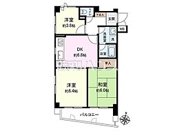 マートルコート杉並方南町 3DKの間取図画像