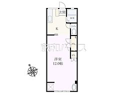 第二西武マンション 1Kの間取図画像