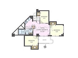 武蔵野グリーンタウンC棟 3LDKの間取図画像