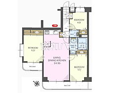 キャッスル昭島 3LDKの間取図画像