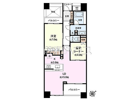 ≪間取図≫南東向きバルコニーは洗濯物もよく乾きます♪　【レクセル府中西府】